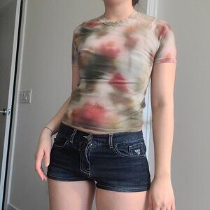 Zara Tie-Dye Slim Knit Short Sleeve Top